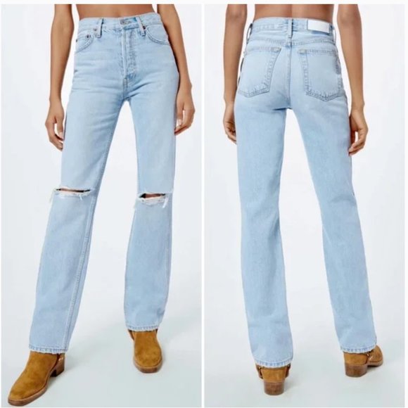 Re/Done 90s High Rise Loose Baggy Light Wash Jeans - Picture 8 of 8
